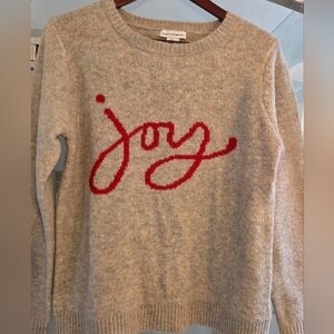 cupcakes & cashmere Heather Gray Sweater with Red Joy Script